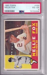 1960 Topps #100 Nellie Fox Card, PSA 4 VG-EX, White Sox
