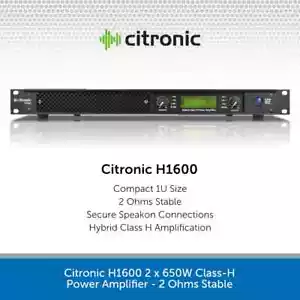 Citronic H1600 Stereo Power Amplifier 2 x 800W 2 Ohms 19" 1U Class-H DJ PA - Picture 1 of 6