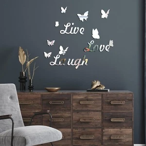 Wall Sticker Live Laugh Love Flower Butterfly Quotes Wall Decals Wall Art Mural. - Picture 1 of 18
