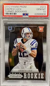 Graded 2012 Panini Prizm Andrew Luck #203 Turned Sideway RC Football Card PSA 10 - Picture 1 of 2
