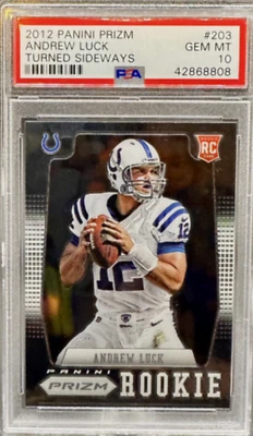 Graded 2012 Panini Prizm Andrew Luck #203 Turned Sideway RC Football Card PSA 10 - Image 1 of 2