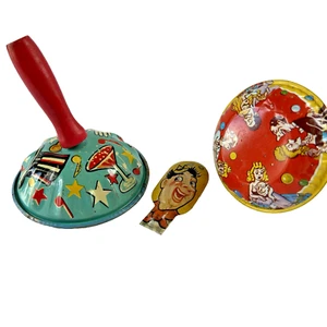 Vintage 50er Jahre Blech Lärmmacher 3er Set Silvester Clicker Feier Spielzeug - Bild 1 von 18