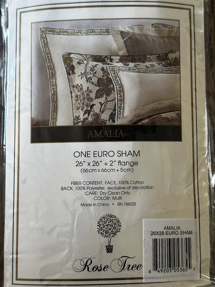 NUEVO RoseTree Amalia Reversible EURO SHAM 26" X 26" Bordado Flor Brida Foto 1 de 4