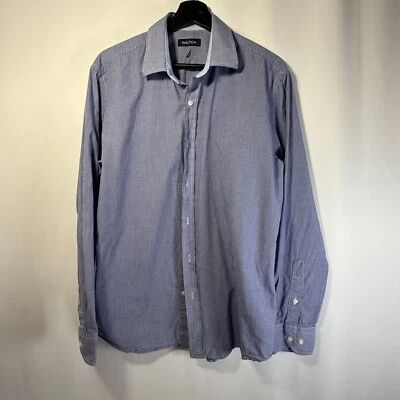 Nautica Oxford Preppy Shirt Blue Gingham Check Long Sleeve Button Down Size L - Image 1 of 4