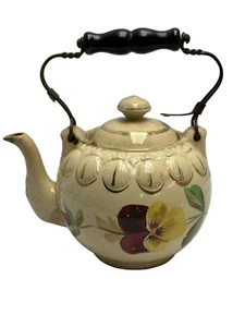 Rare Antique Early Ceramic Floral Poppy Teapot Cartwright Brothers Pottery 1800s - Picture 1 of 11