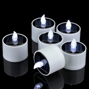 6 PCS Solar Powered Tea Light Waterproof Rechargeable Candles, White Flickering - Picture 1 of 2