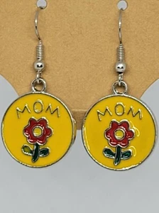 MAMA (Muttertag) gelb/rote Blume Ohrhänger - NEU - Bild 1 von 1