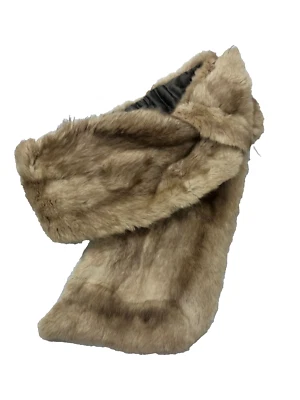 Bufanda envolvente vintage con cuello de piel: bronceado dorado y marrón Foto 1 de 3