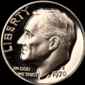 EXQUISITE 1970-S ROOSEVELT DIME - CHOICE GEM PROOF SCARCE IN AIR-TITE CAPSULE - Picture 1 of 3