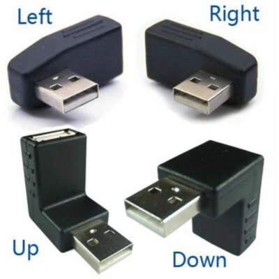 USB-A 2.0 Male to Female Left, Right, Up & Down Angled Extension Adapter - Image 1 of 4