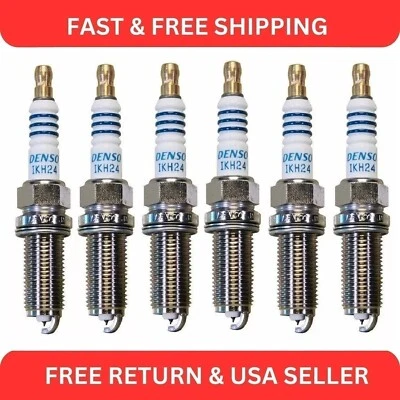 适用于沃尔沃 C30 S40 S80 V70 2005 - 2014 6 件套火花塞 Denso 5346/IKH24 — 第 1/2 张图片