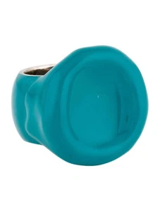 BOTTEGA VENETA Seal blue enameled Sterling silver signet ring Size 9 US / 19 IT - Picture 1 of 9