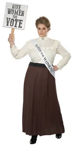 California Costumes English Suffragette Plus Costume, Cream/Brown, 1X-Large - Picture 1 of 3