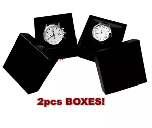 2pcs Watch Box for Bracelet Bangle Jewelry Paper Cardboard Gift Case Black *NEW* - Picture 1 of 9