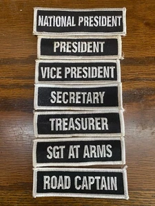 Biker Officer Patches Black/White 3 1/2" x 1" - Picture 1 of 1