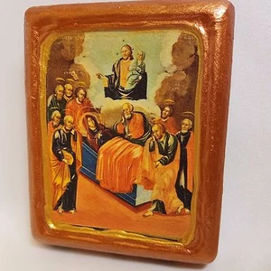 Dormizione di Theotokos Maria icona bizantina ortodossa orientale russa e greca - Foto 1 di 11