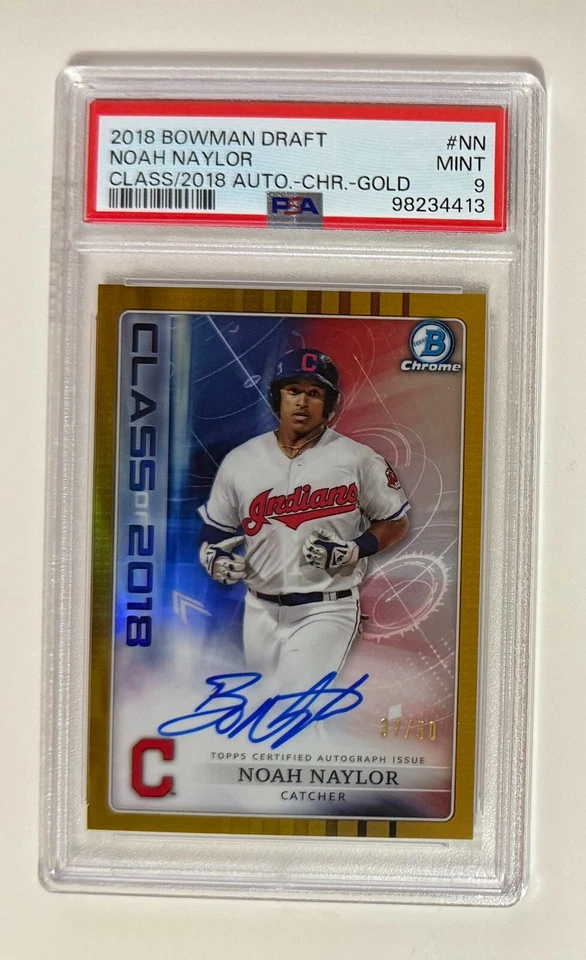 2018 Bowman Draft NOAH NAYLOR Bo Class of 2018 Chrome Gold Auto /50 PSA 9 MINT - Image 1 of 2