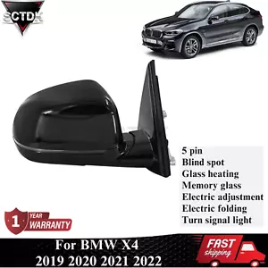 Right Passenger Side Mirror With Blind Spot Black For BMW X4 2019 2020 2021 2022 - Picture 1 of 13