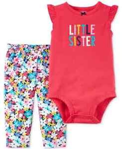 Carter's  Baby Girls' 2-Piece Little Sister Bodysuit & Floral Pants Set   NB-24M