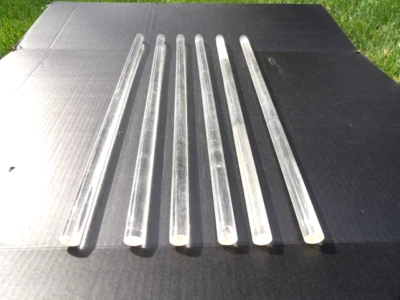 6 прозрачных круглых дюбелей 24 дюйма из акрилового пластика Lucite для полотенец середины века - Изображение 1 из 3