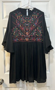 Vestido recto túnica bordado floral UMGEE talla M Gauzy bohemio caprichoso bruja - Imagen 1 de 10