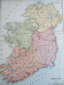 Island of Ireland 1901 huge color folio sheet map