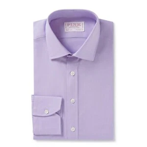 Thomas Pink Shirt Tailored Fit Plain Purple Formal Cotton RRP125 - Picture 1 of 4