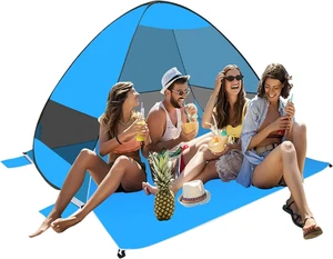 Tenda Da Spiaggia per 3-4 Persone, Tenda Pop Up,Tenda Da Spiaggia Con Protezione - Foto 1 di 12