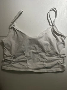 Free People FP Movement Good Karma Ruched Crop Tank in White Size XL - Picture 1 of 4