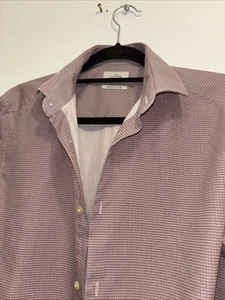 Mens NEXT Long Sleeve Geometric White/Purple Work Shirt 15”/38cm Collar R - Picture 1 of 5
