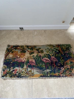 Completed French tapestry Royal de Paris . Flamingos, river scene, tropical  - Image 1 of 4