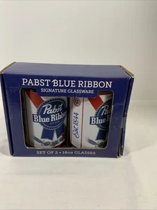 2er Set 16oz Pabst Blue Ribbon Sammler Biergläser 2013 Open Box - Bild 1 von 7