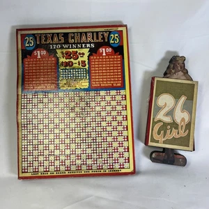 Vintage Punch Board Games 26 Girl And Texas Charley Unpunched - Picture 1 of 17