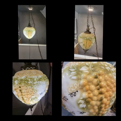 Vintage Carl Falkenstein? MCM Multi Color Glass Grape Swag Lamp/pendant Lanp - Image 1 of 4