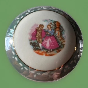 Japanese Trinket Box With Victorian Design White Teal - Picture 1 of 5