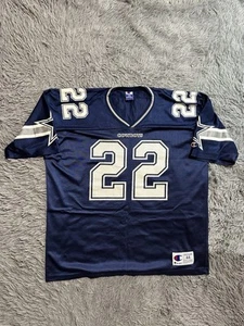 90s Vintage Dallas Cowboys Emmitt Smith Champion Football Jersey Size 44 NFL - Picture 1 of 9