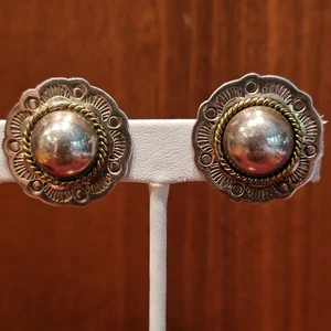 Vintage Mexico 925 Sterling Silber Concho Clip-On Ohrringe Kuppel 11,82 g Boho - Bild 1 von 11