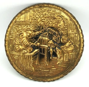 Vintage embossed Copper Match Holder Wall Plaque Made in England Fireplace 6"Dia - Picture 1 of 6