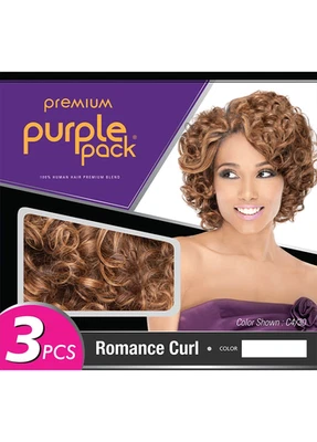 Premium Outre Purple 3pcs 100% Human Hair Blend Romance Curl Weave - Image 1 of 3