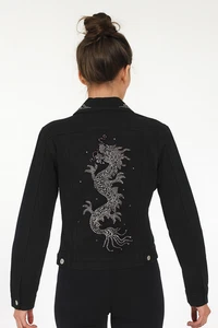 Chaqueta vaquera Christine Alexander DRAGON cristal adornado con botones XS - Imagen 1 de 12