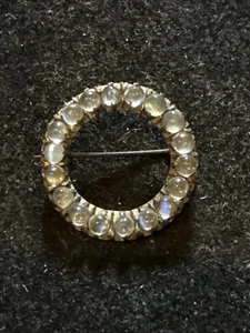 Antique Victorian moonstone circle pin brooch - Picture 1 of 4