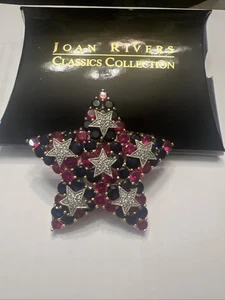Designer Costume Jewelry RARE Joan Rivers gold-tone Star brooch pin - Picture 1 of 7