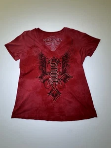 Camiseta Y2K Mujer Roja Capítulo Estilo Aflicción Cruz Old Skool 2 lados 3XL - Imagen 1 de 6