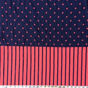 Swimwear Fabric Spandex Material - Hot-Cherry Navy Dot and Stripes design-1/2 yd - Picture 1 of 6
