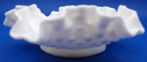 Candy Dish- Milk Glass- Hobnail- Ruffled - Picture 1 of 9