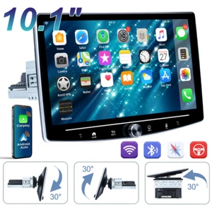 Single 1DIN Carplay Rotatable 10.1" Android 13 Car Stereo Radio Player WiFi GPS - Picture 1 of 15