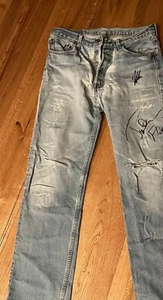Till Lindemann Rammstein Autogramm Autograph signed Flake Schneider Levi's Jeans - Bild 1 von 3