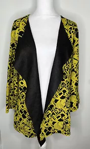 Berek XL 14 16 Golden Years 3/4 Sleeves Yellow Black Crinkle Jacket NWT New - Picture 1 of 8