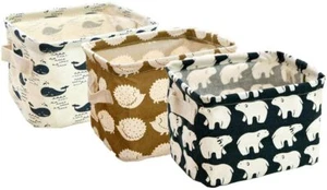Waterproof Animal Style Baskets Small Collapsible Portable Storage Bins Set of 3 - Picture 1 of 7
