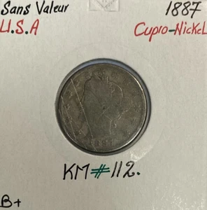 ETATS-UNIS - SANS VALEUR 1887 - Monnaie en Cupro-Nickel // Qualité : B - Imagen 1 de 2